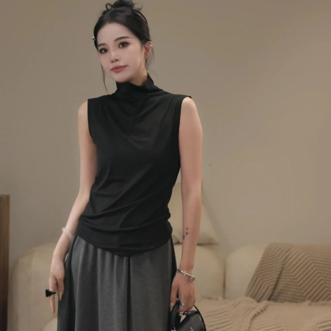 卢尚高领螺纹背心5578