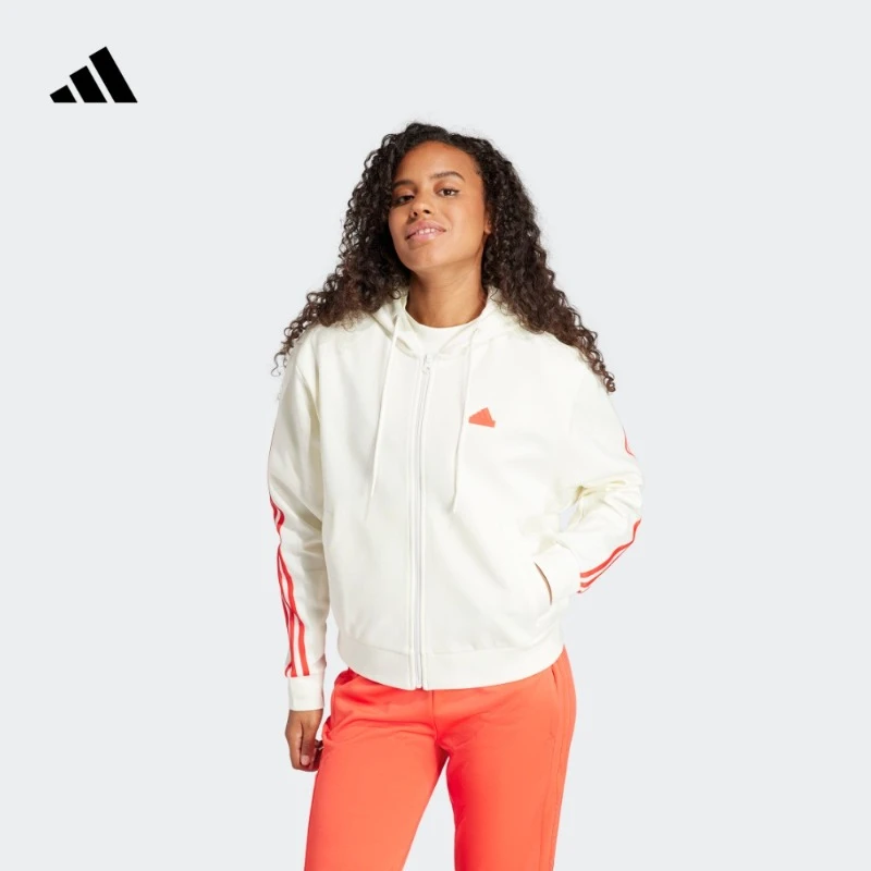 阿迪达斯官方 轻运动女款欧若风宽松连帽夹克外套adidas IS3679