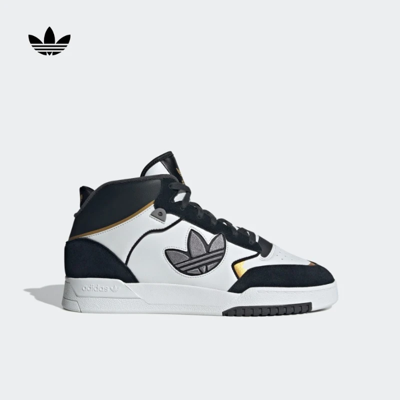 阿迪达斯官方三叶草男女款秋冬中高帮篮球鞋板鞋DROP STEP IF4323