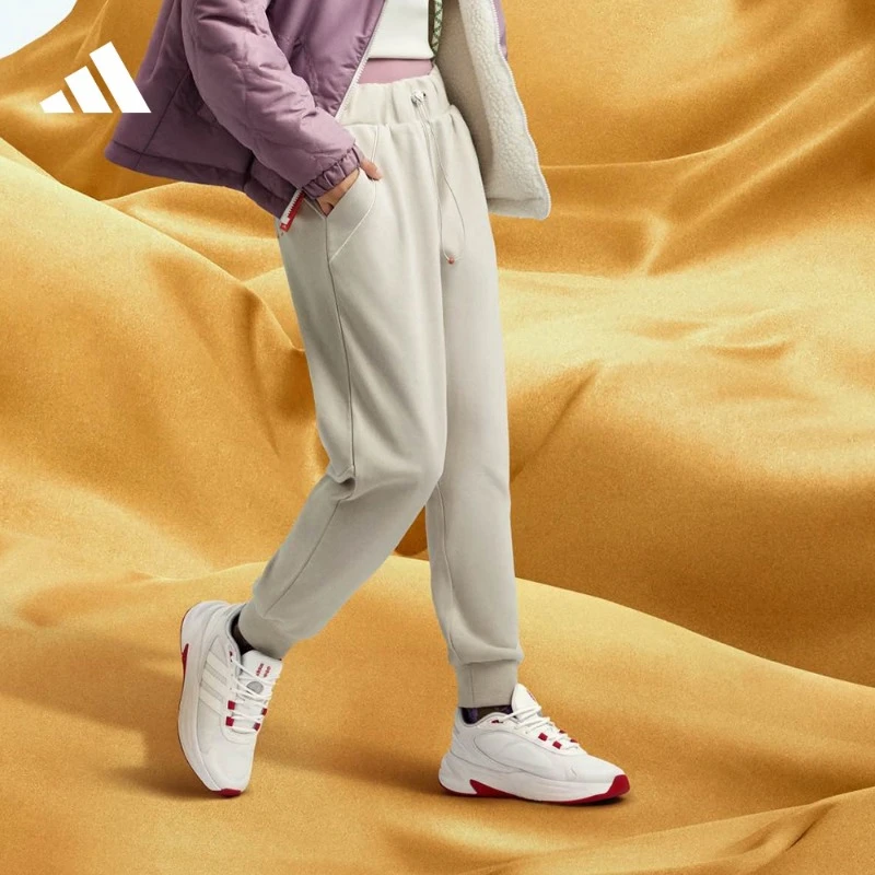 阿迪达斯官方女款轻运动休闲经典舒适针织束脚卫裤 adidas HZ3002