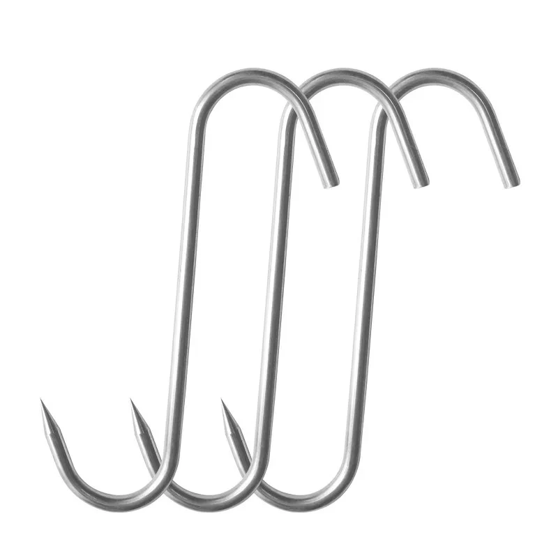 不锈钢实心加粗无痕晾晒浴室服装店S腊肉勾。挂肉勾。