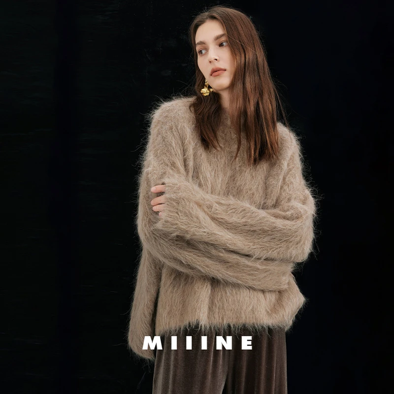 【幽梦】经典轮回亨利款百搭通勤高比例超级羊驼毛拉毛圆领毛衣