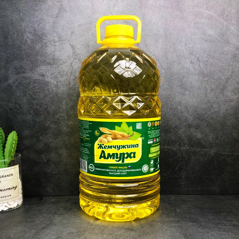 俄罗斯进口大豆油阿穆尔珍珠哈罗石非转基因5升家用食用油大桶装