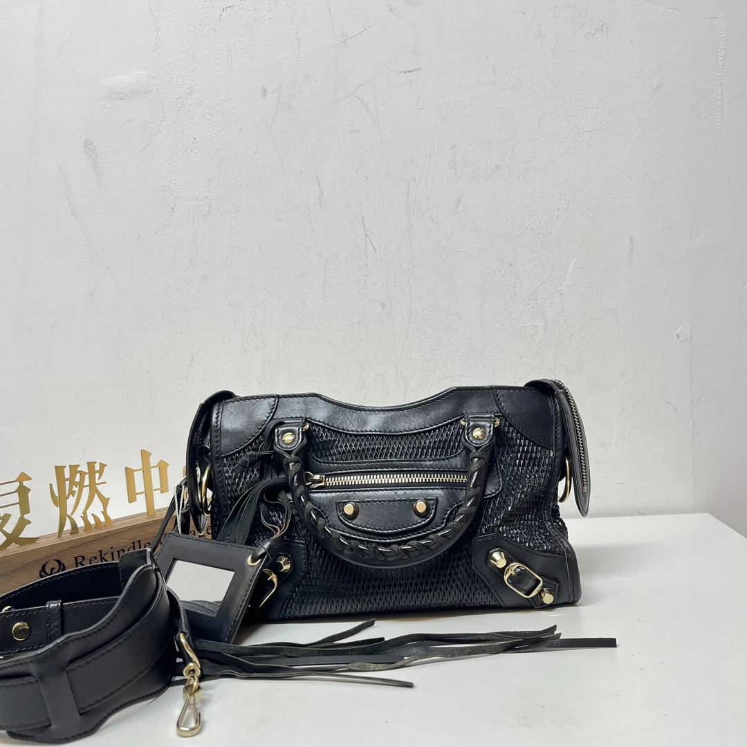 95新 Balenciaga/巴黎世家 复燃精选/巴黎世家 黑色编织mini机车