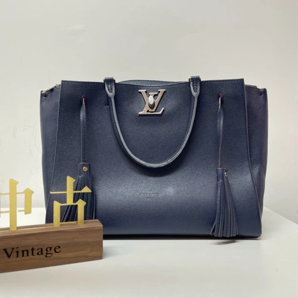 95新 LouisVuitton/路易威登 复燃精选/LV 藏蓝色全皮流苏托特包