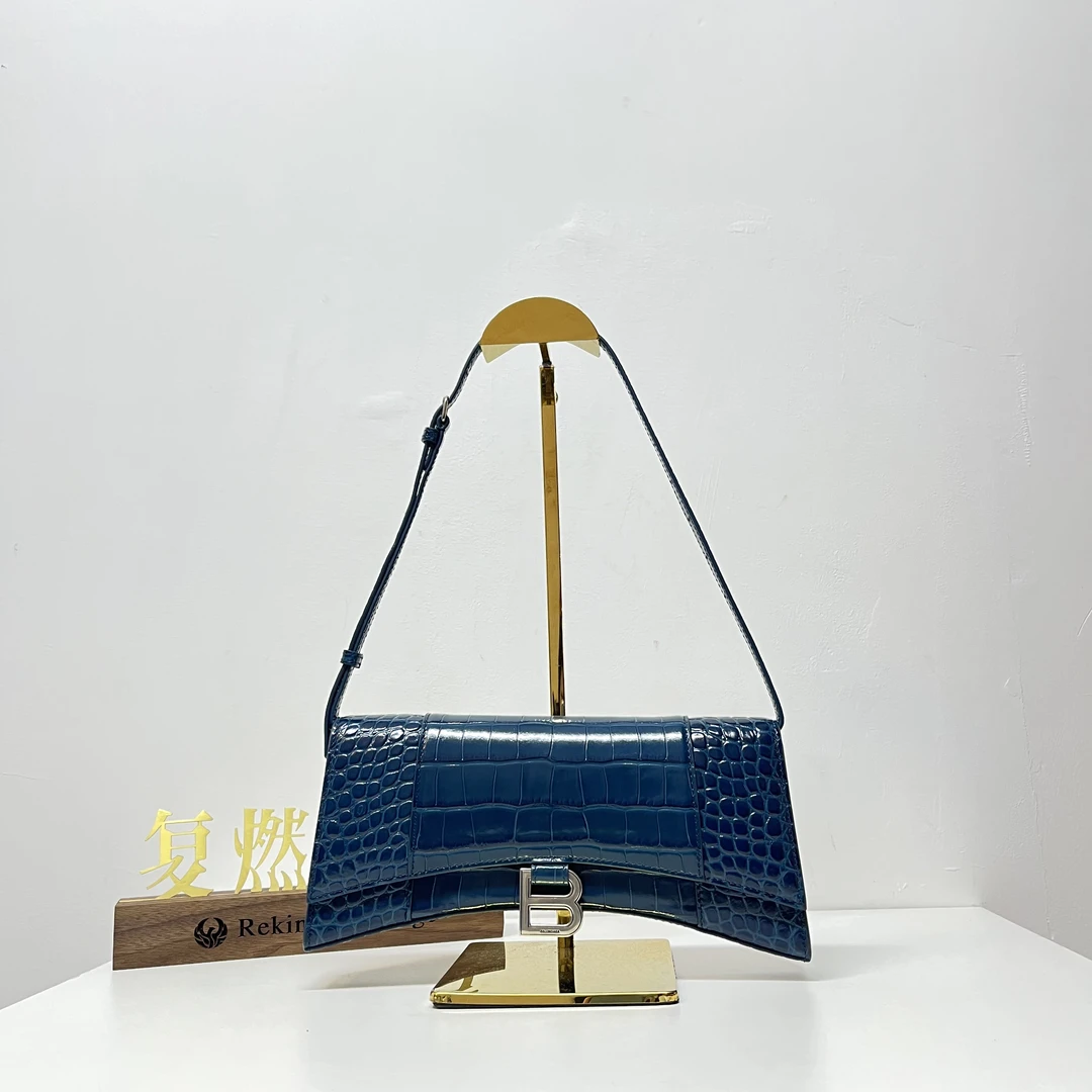 95新 Balenciaga/巴黎世家 复燃精选/巴黎世家 孔雀蓝绿鳄压沙漏
