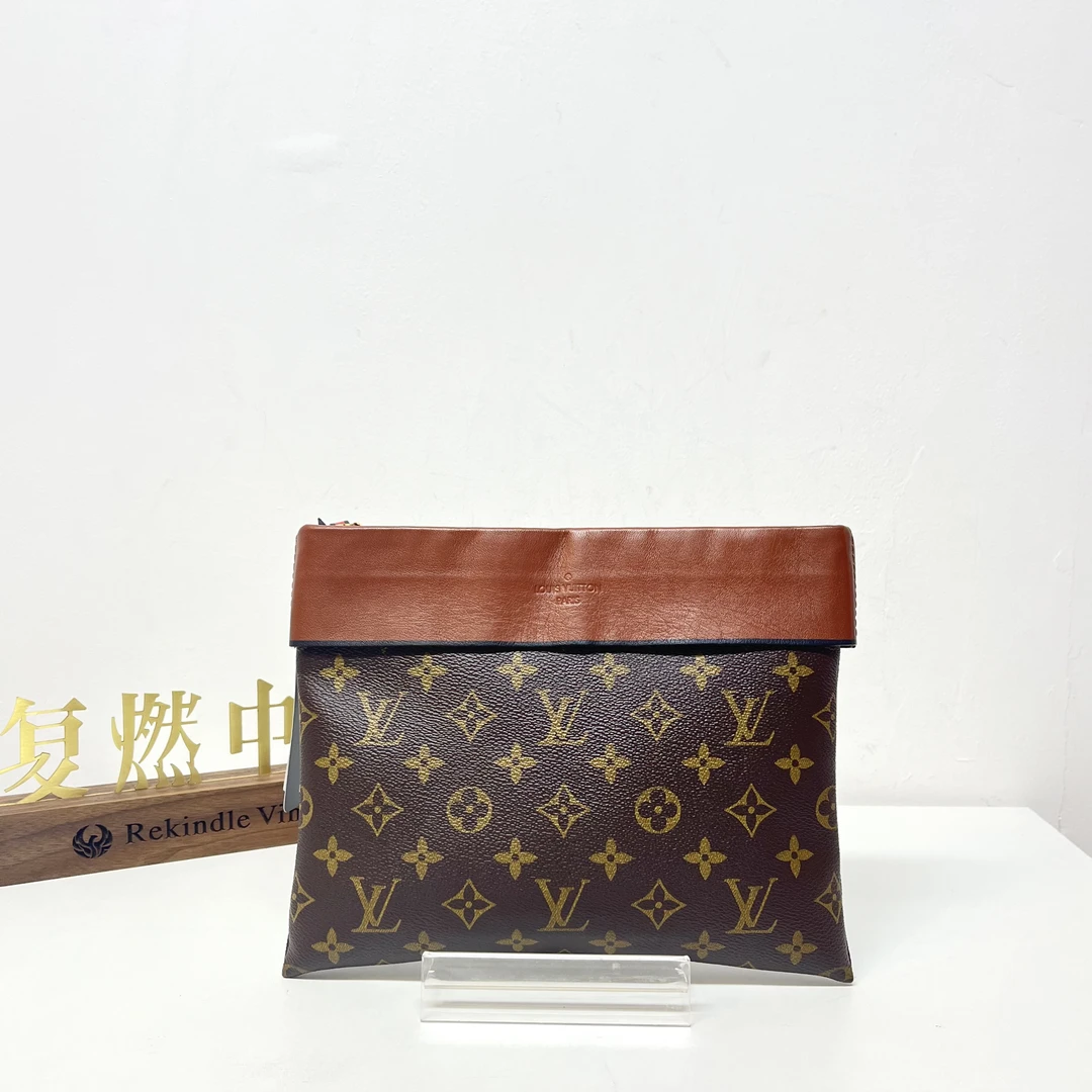 95新 LouisVuitton/路易威登 复燃精选/LV 棕色老花手包