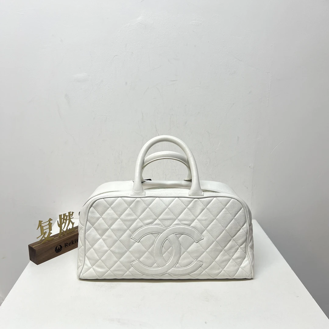 95新 Chanel/香奈儿 复燃精选/ 香奈儿 白色保龄球手提包