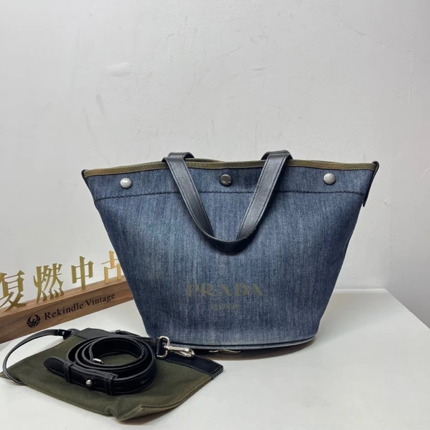95新 Prada/普拉达 复燃精选/普拉达 丹宁子母菜篮子