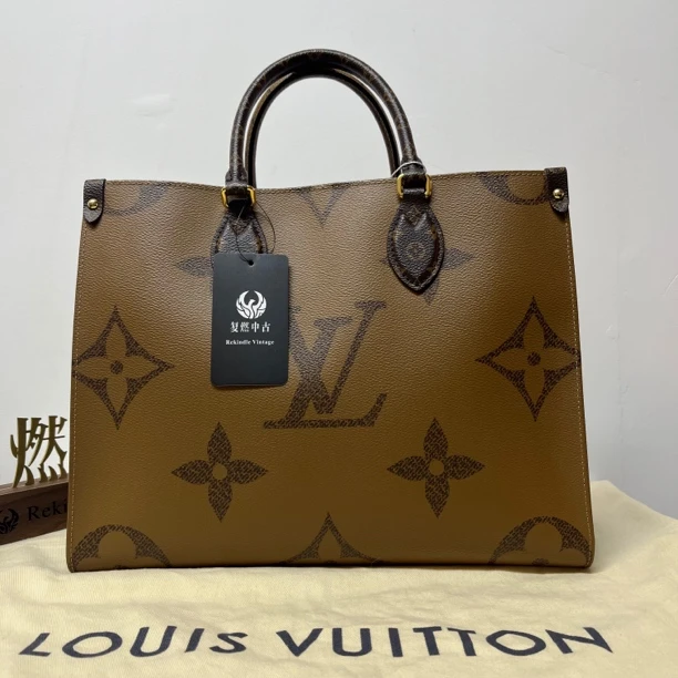 95新 LouisVuitton/路易威登 复燃精选/LV 芯片款老花中号onthego