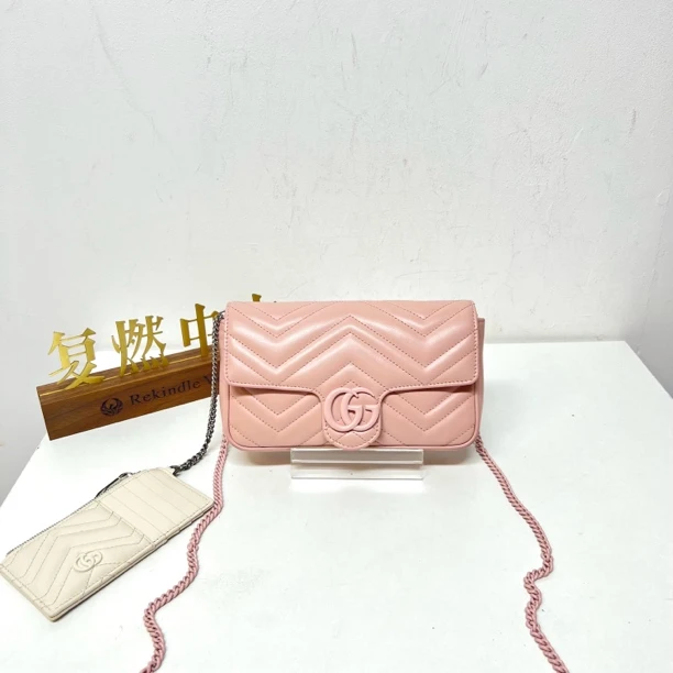 95新 GUCCI/古驰 复燃精选/古驰 粉色陶瓷链马蒙22 21年新款