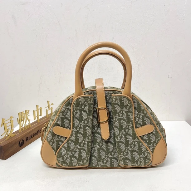 95新 DIOR/迪奥 复燃精选/老花punk小号元宝手提包