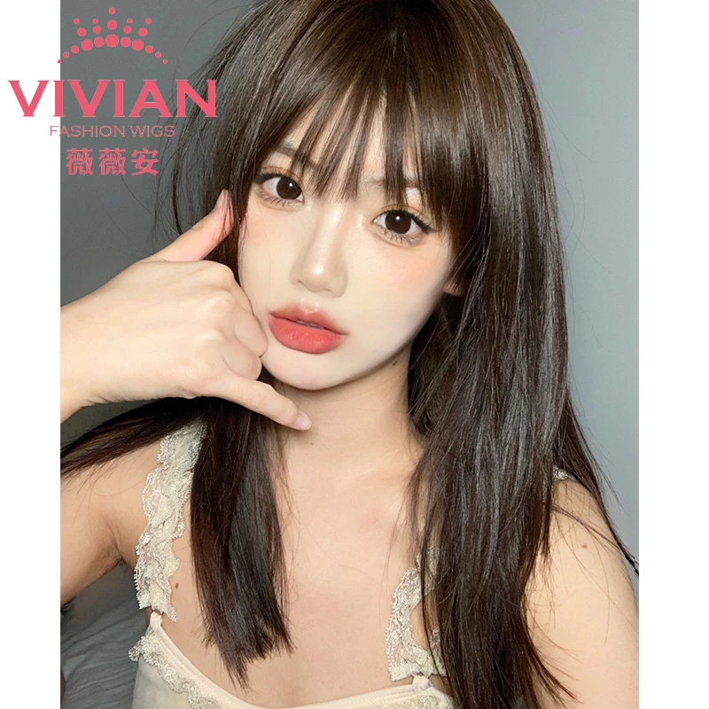 VIVIAN/薇薇安假发女长发漫画齐刘海自然蓬松仿真发全头套一刀平