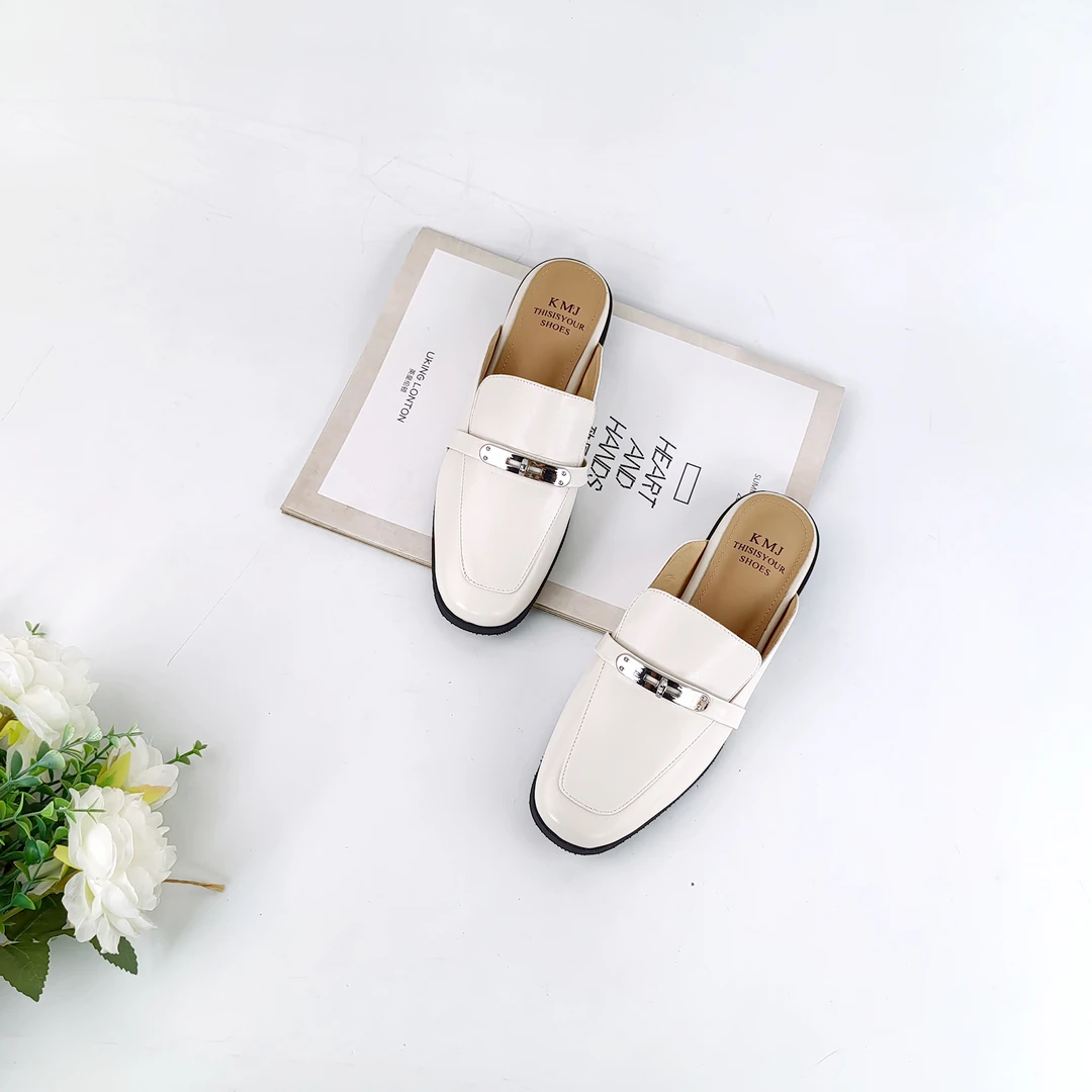 2024秋季新款舒适百搭软底平底方头穆勒拖-8801