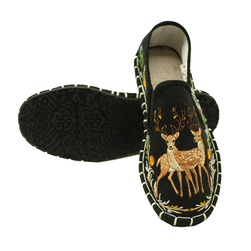 布仆绣艺千层底布鞋防滑男民族风绣花透气春秋款福鹿