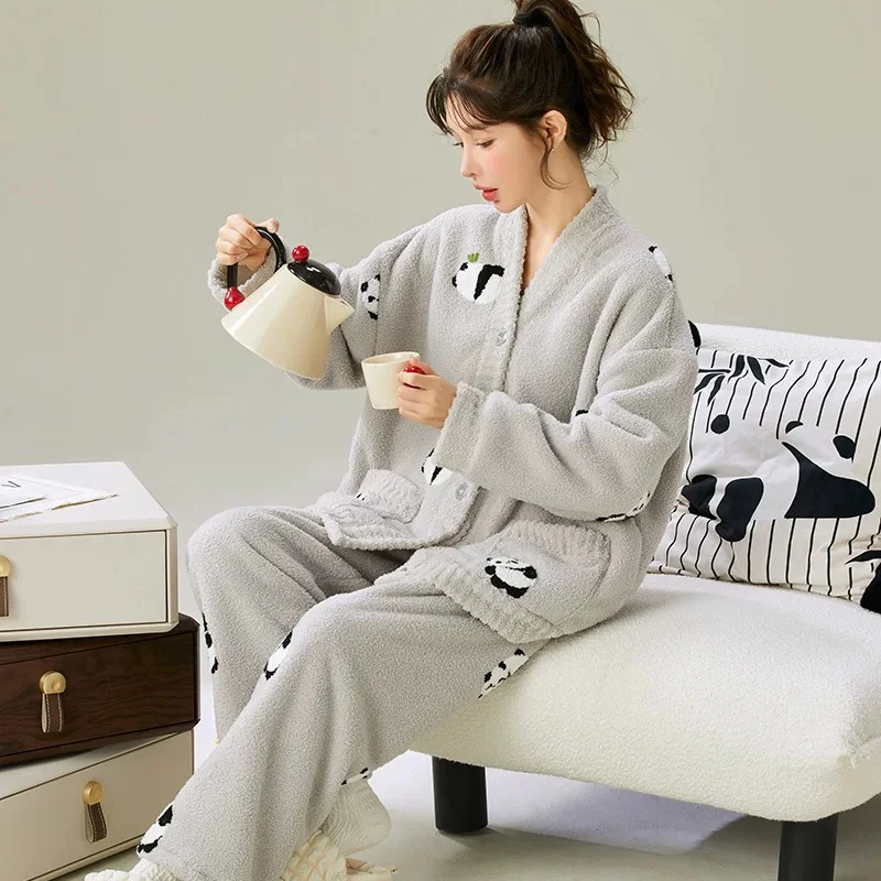 【娃娃专属】【熊猫嘟嘟】卡通加厚套装冬季套装睡衣可外穿家居服DD