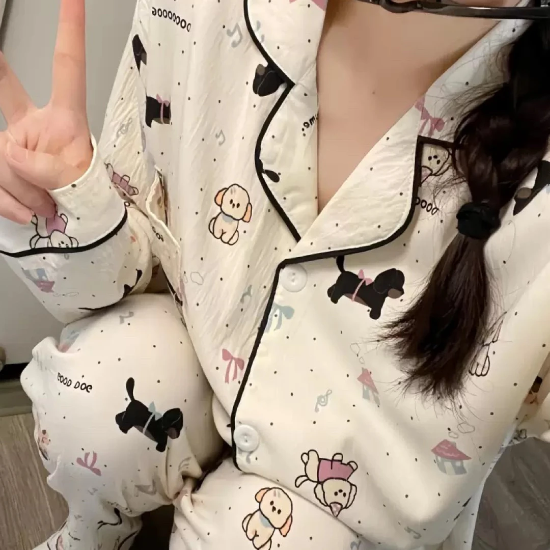 君薇语【小狗派对】轻薄甜美舒适透气可外穿套装睡衣家居服