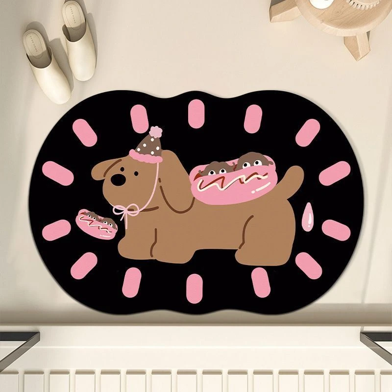浴室卫生间吸水硅藻泥软垫卡通浴室洗澡防滑脚垫可爱速干浴室地垫