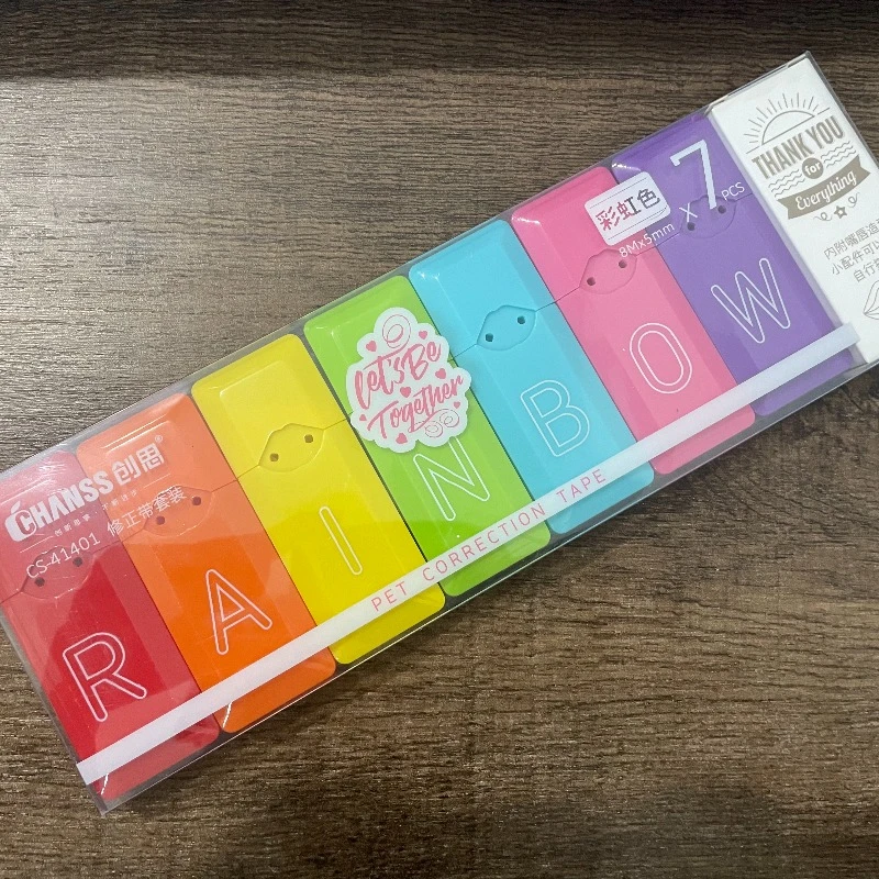 创思彩虹色修正带8m*5mm彩虹色一盒7个