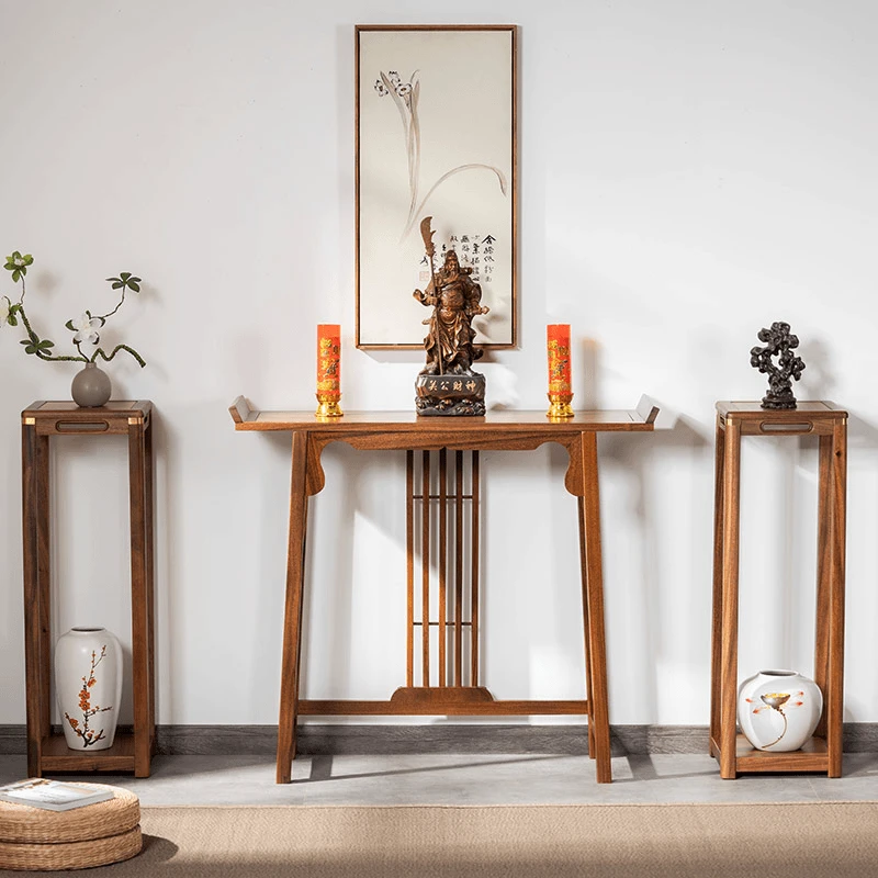 中式简约玄关桌胡桃木入户玄关新中式玄关桌入门玄关桌高级入户门
