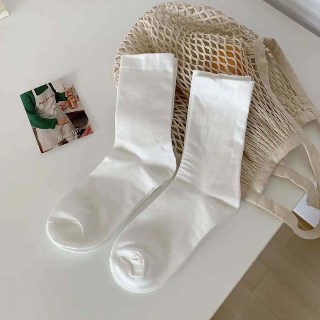 尼多熊粉丝专属纳屿成人均码纯白5A级抗菌休闲棉袜纯色百搭中筒袜