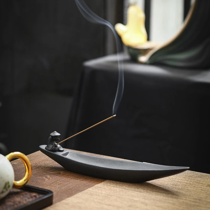 钓渔翁线香炉香插陶瓷创意香薰炉卧香檀香炉香道线香书房茶室家用