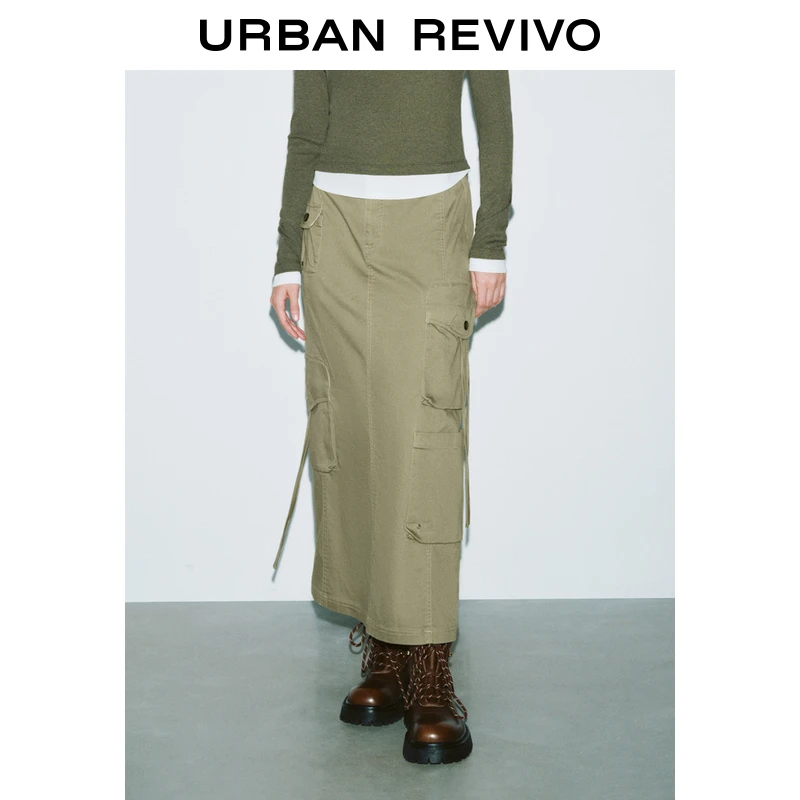 UR女装山系轻户外多口袋高腰开衩半裙UYV540026