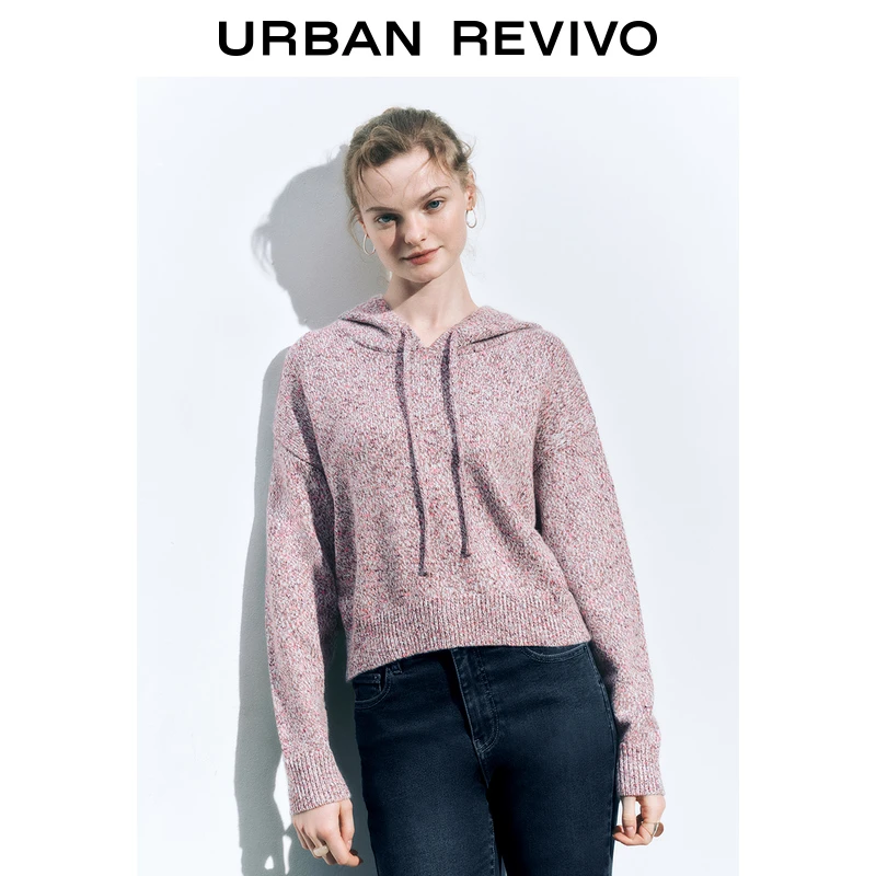 UR2024冬季新款女装慵懒风少女感软糯连帽针织衫UYL940060