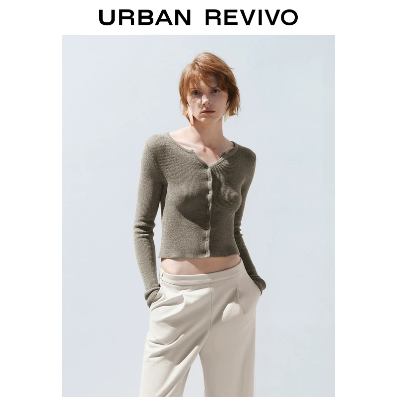 UR女装轻熟风气质修身纯色针织开衫UWM940080
