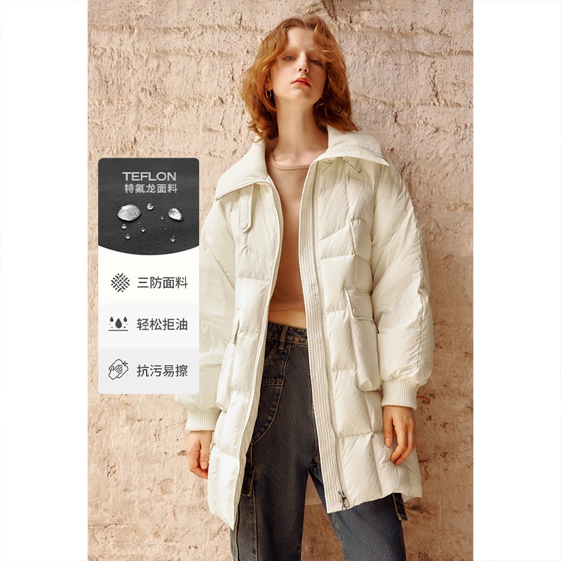 【HOT】UR秋冬新款女装时尚宽松保暖三防立领羽绒服UWL130027