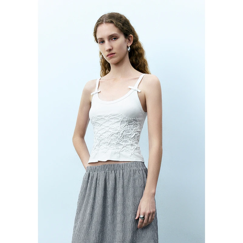 UR秋季新款女装甜美少女感蝴蝶结装饰吊带背心UYU440017