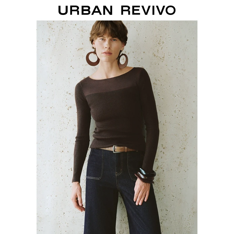 UR2024冬季新款女装时尚简约休闲百搭短款针织衫UWM940064