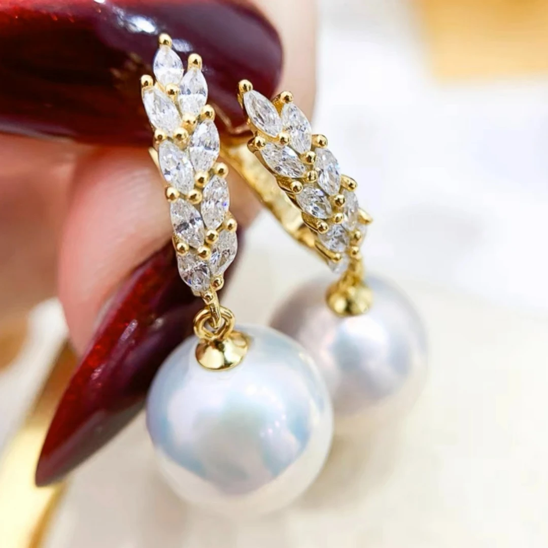 925银合成锆石耳饰 CYQ-13【时尚麦穗珠珠耳扣】轻奢精致镶嵌