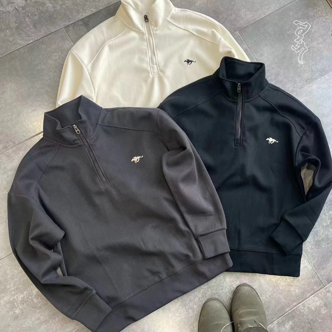 新款立领半拉链长袖套头卫衣男款