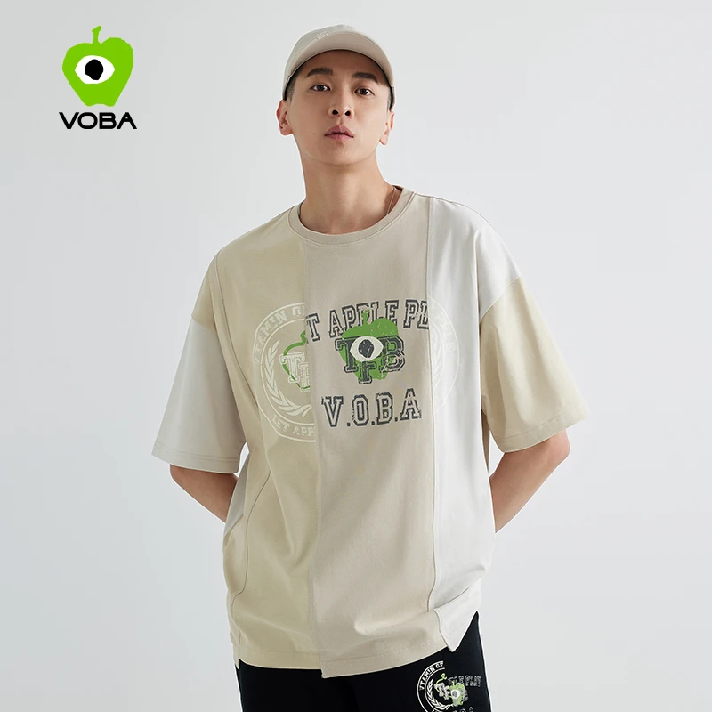 VOBA拼接不规则T恤男女同款宽松短袖夏VOBA-1-SSBCTS01F61