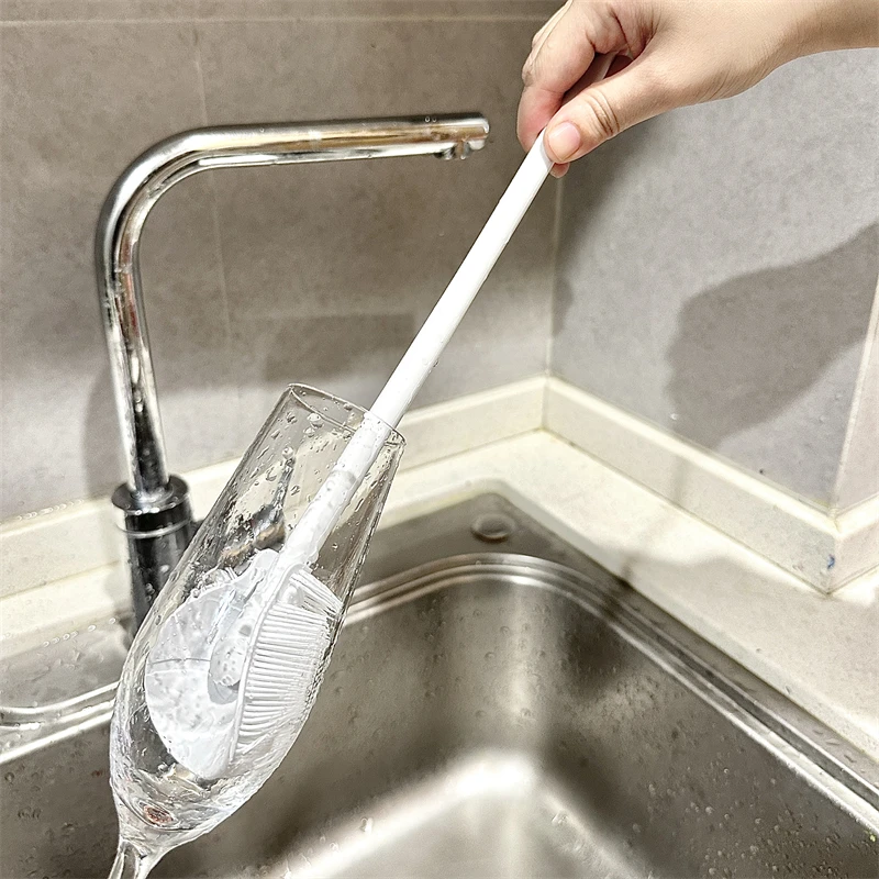 清洁长柄硅胶杯刷家用折叠玻璃杯刷水杯破壁机清洗多功能柔软细长