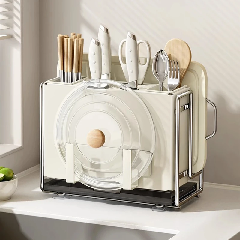 拾物造家厨房刀架多功能置物架筷子笼砧板架放菜板刀具一体收纳架
