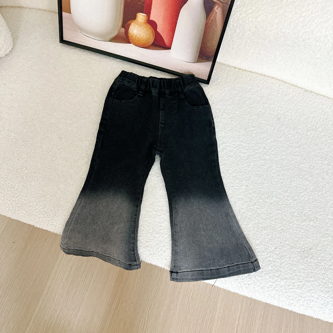 女童牛仔裤子秋装2024新款女宝宝洋气时髦休闲牛仔喇叭裤4Q006