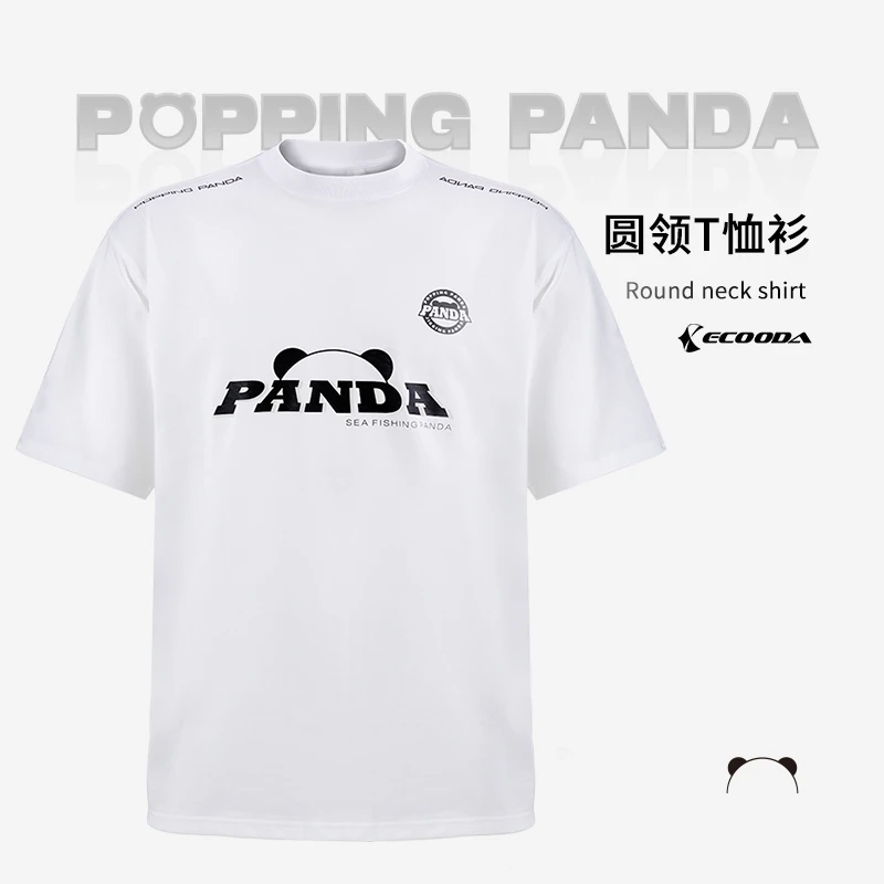 伊酷达PANDA熊猫短袖T恤时尚运动透气圆领钓鱼服半袖休闲简约