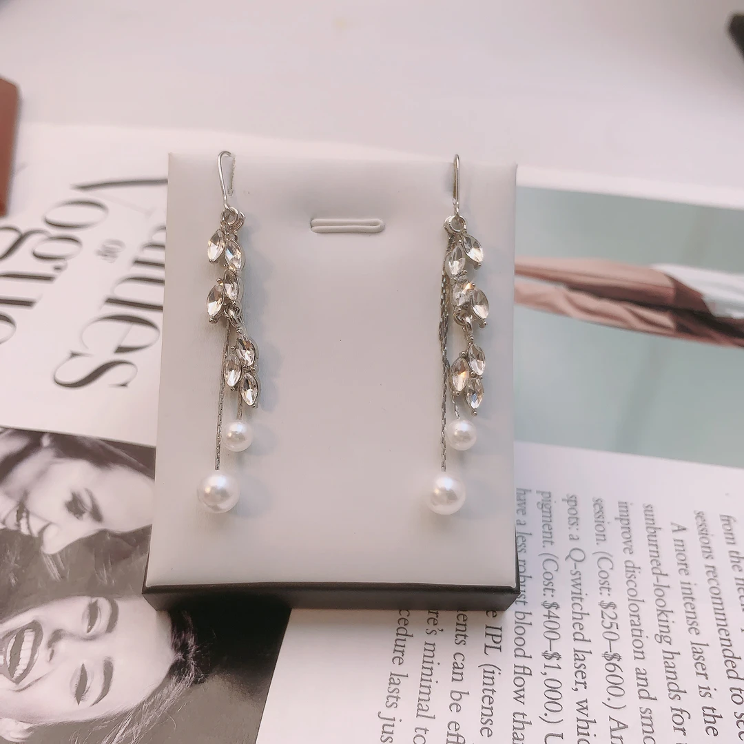 铜合金合成锆石耳饰 气质轻奢时尚百搭简约长款仙女耳饰SX2069