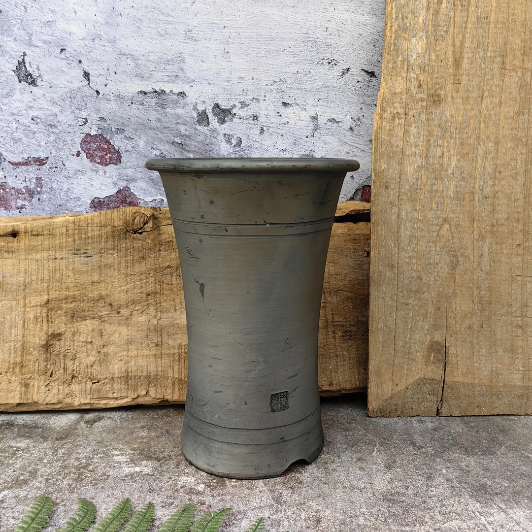 平口沿束腰 口17高24 纯手工泥瓦盆传统植兰盆透气透水保湿缸瓶罐