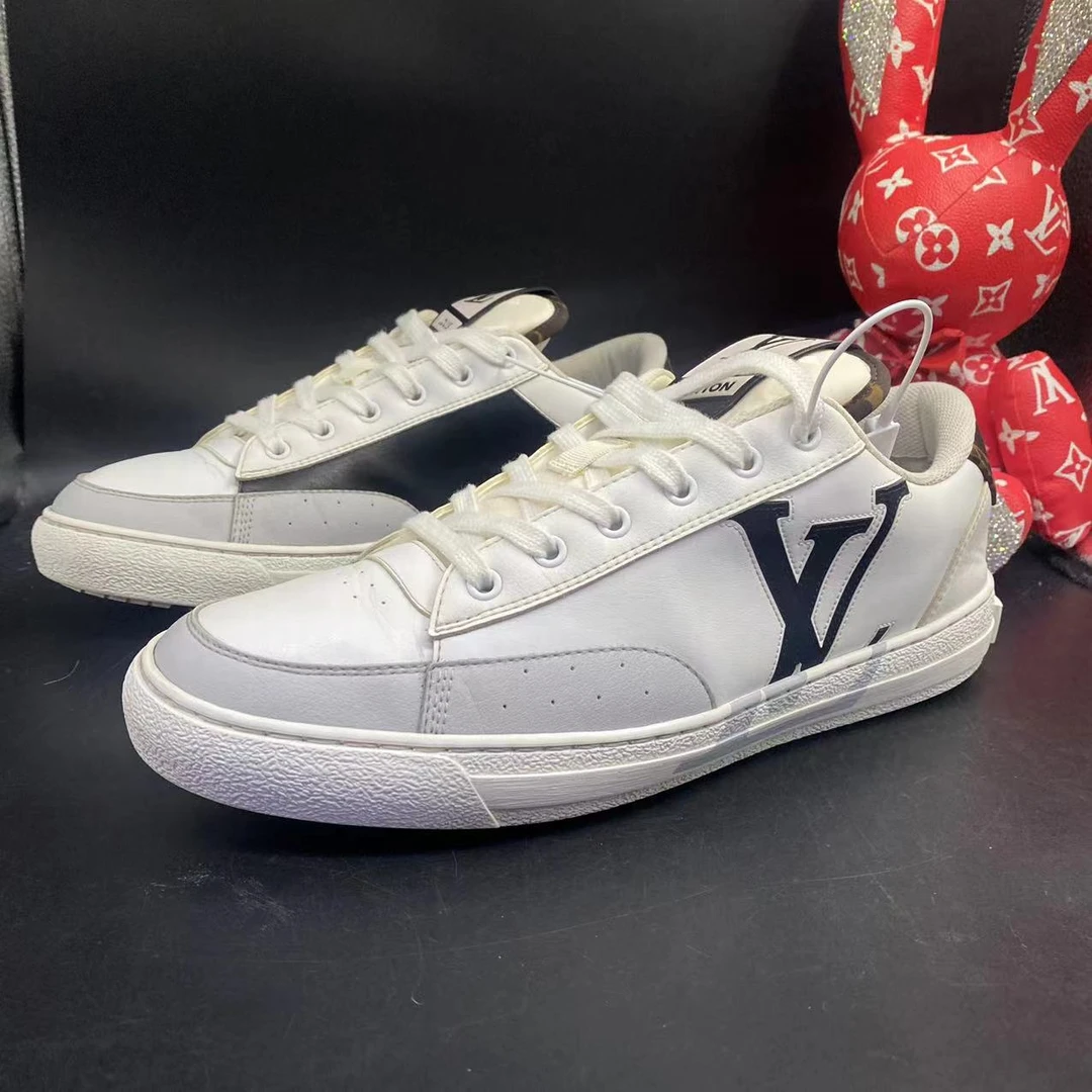 【ao特惠】LouisVuitton/路易威登 经典白色印花错位板鞋42欧gl213