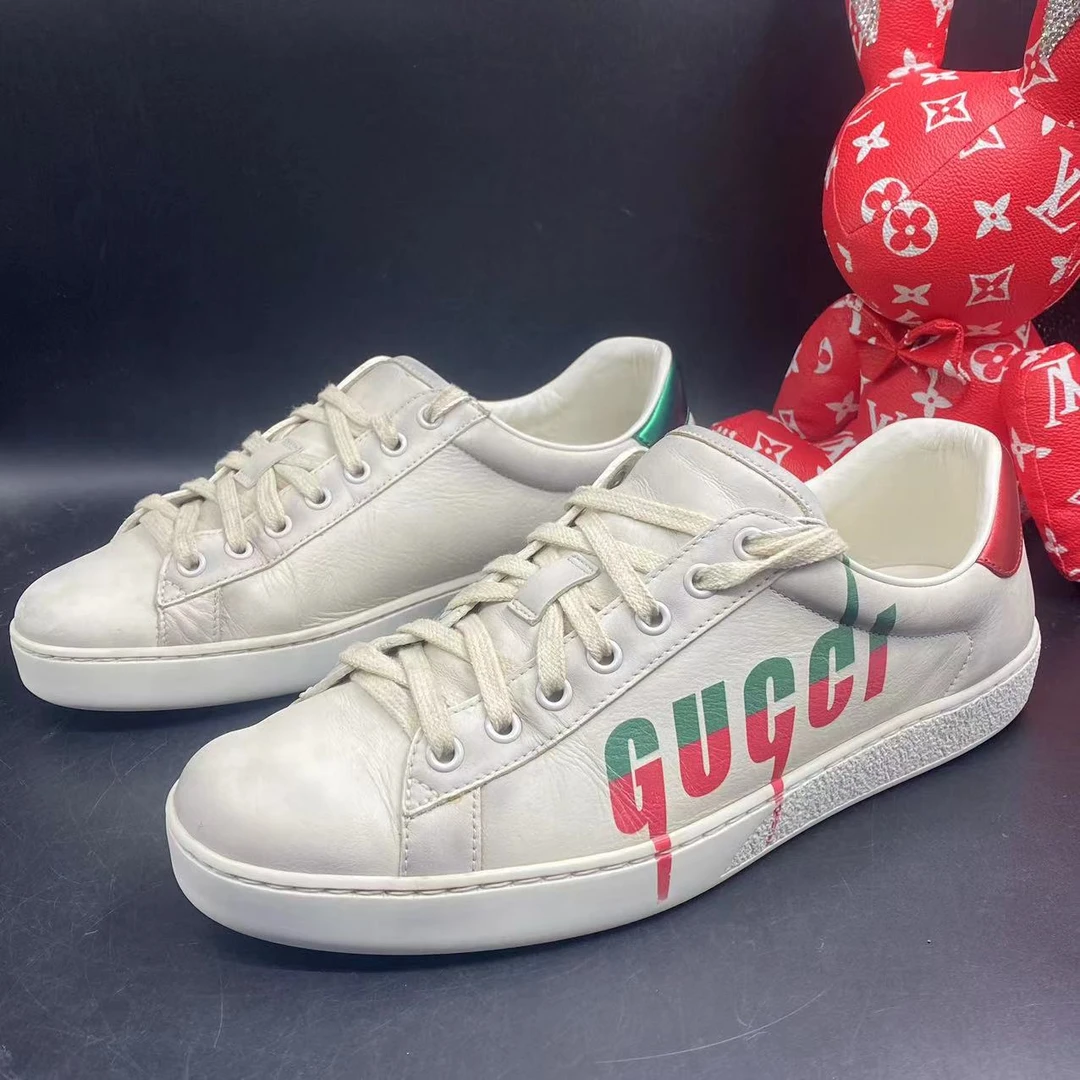 【AO福利】古驰/GUCCI 多码数男士时尚百搭休闲米白闪电小脏鞋ao099