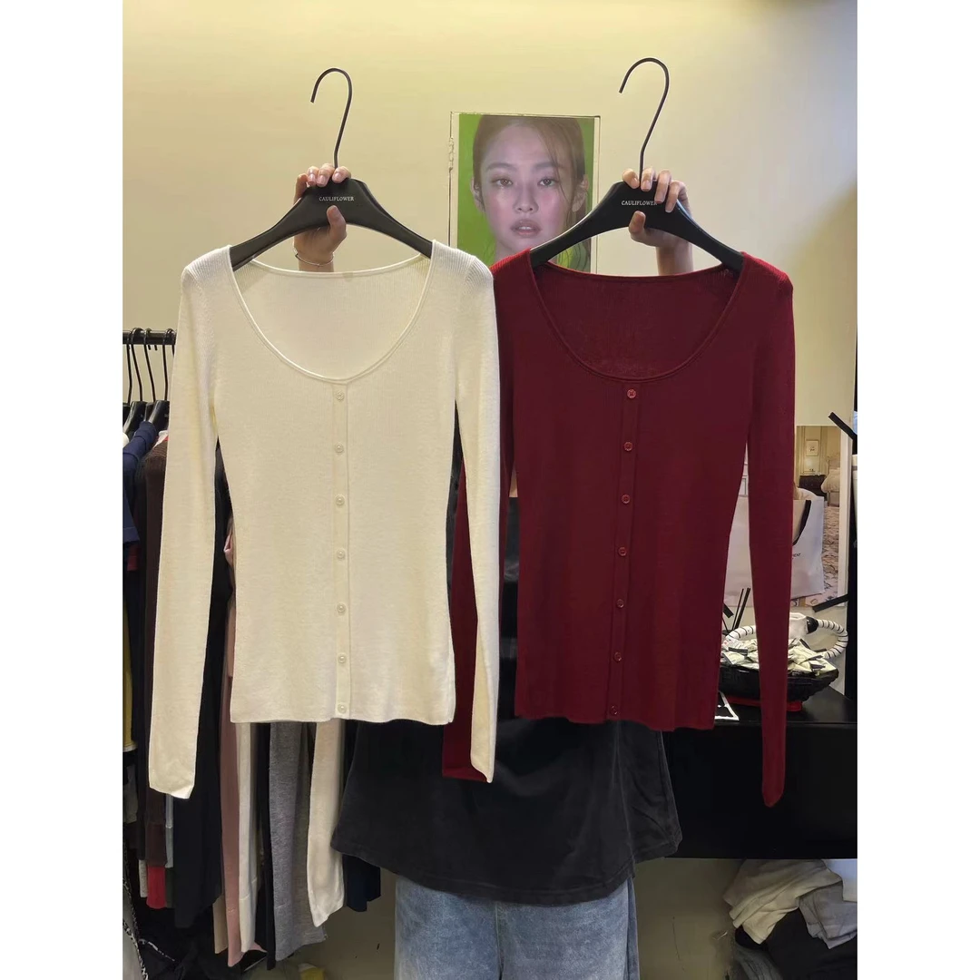 菜花 福秒（1CH28119#）大领口显瘦针织衫 12-25