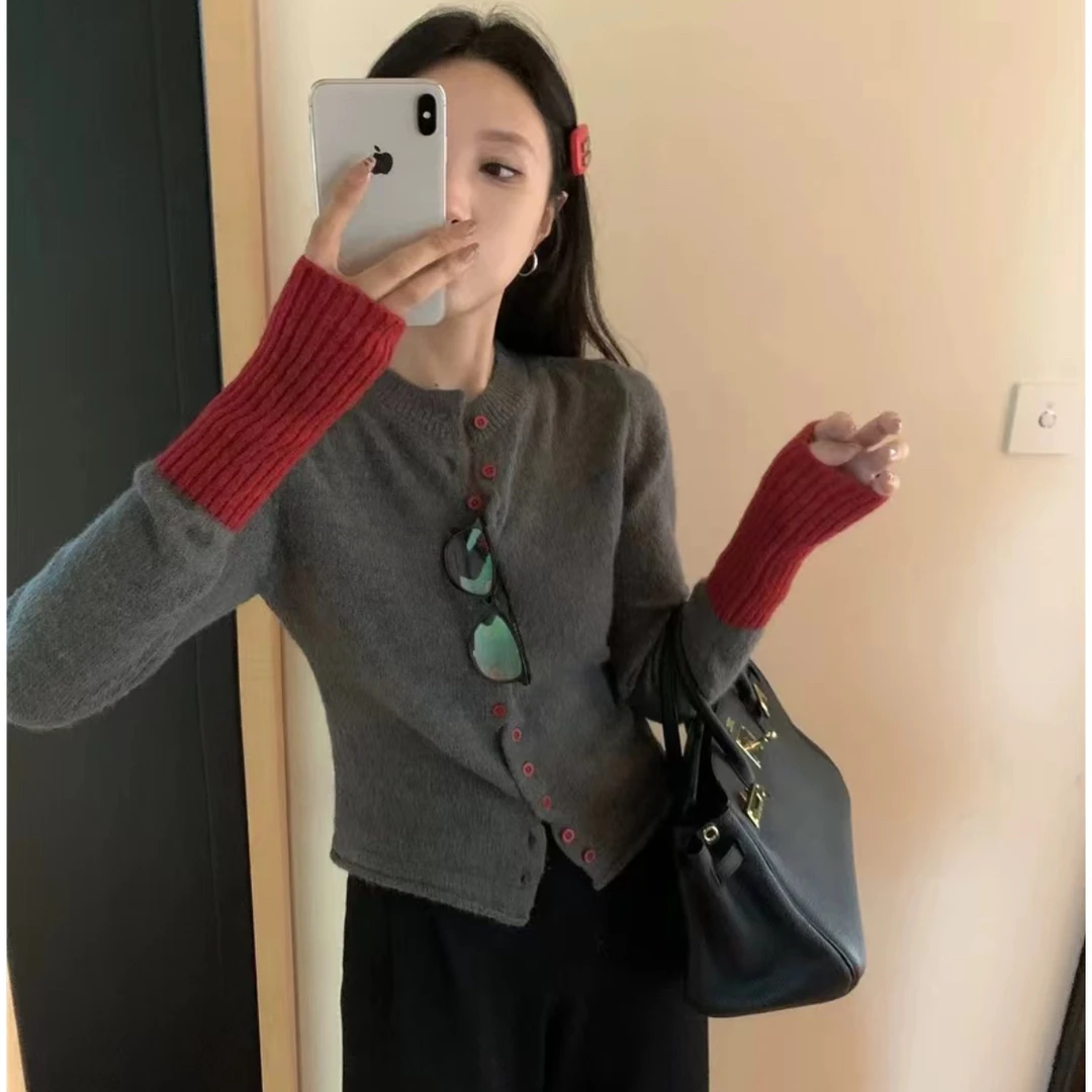 AC 福秒（1ac30527#）拼接袖口！排扣针织衫～12-5