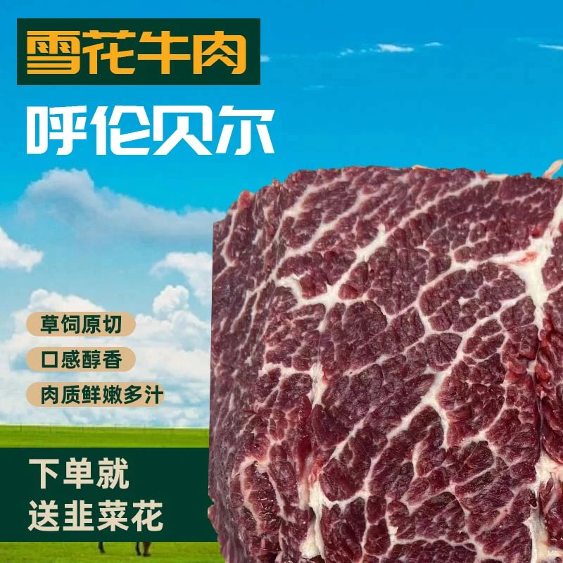 【草饲牛雪花肉】呼伦贝尔大草原散养牛草饲新鲜雪花肉优质精选原切