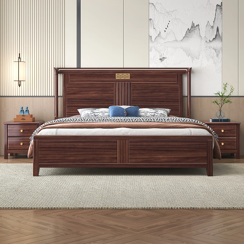 新中式实木床乌金木轻奢家具现代简约主卧家用软包大婚床