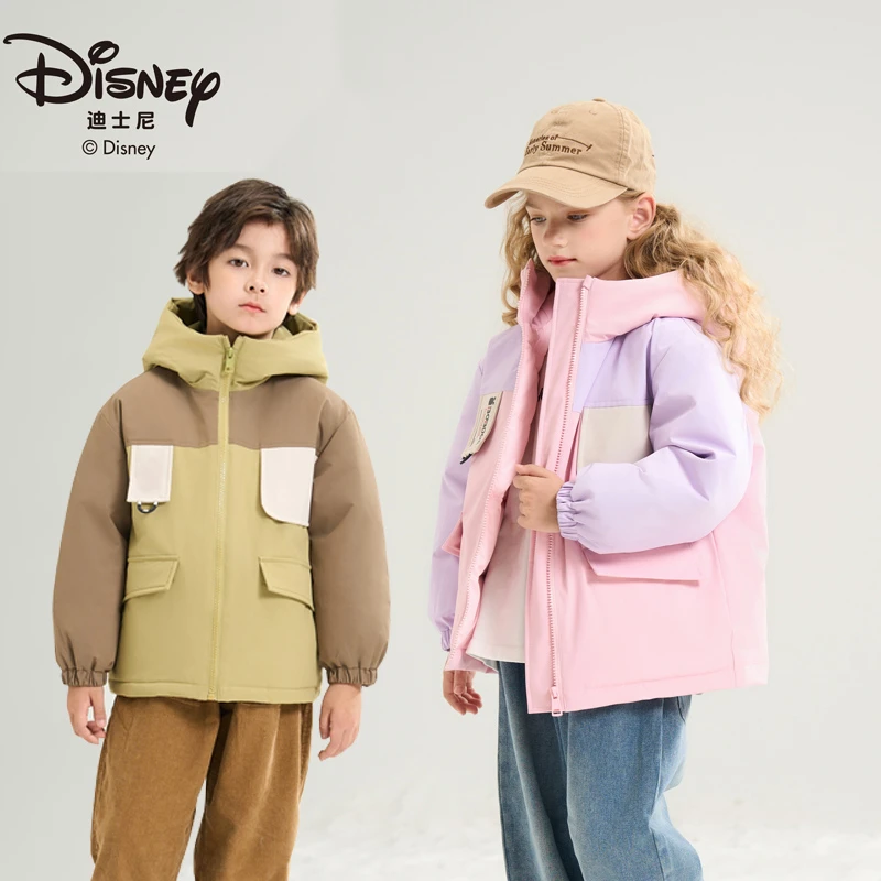 迪士尼儿童羽绒服冬季保暖外套男女童拼色童装391【DR】