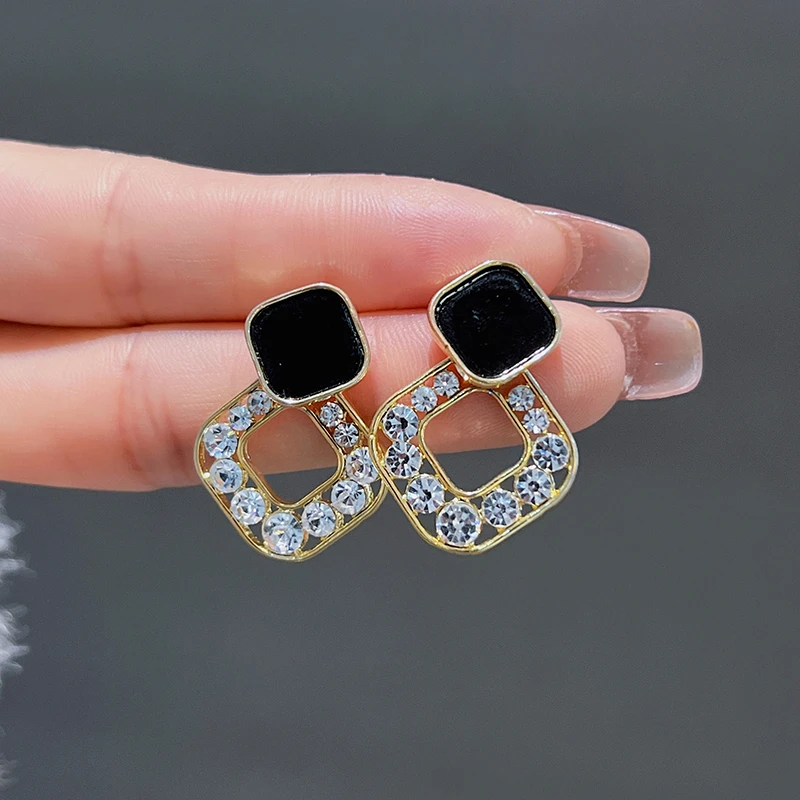 铜合金耳饰 几何女高级感方形耳钉气质耳饰女N1104