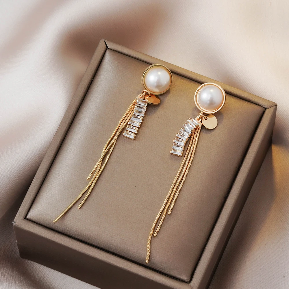 铜合金耳饰 气质轻奢时尚百搭复古长款优雅精致耳钉耳环耳饰N2057